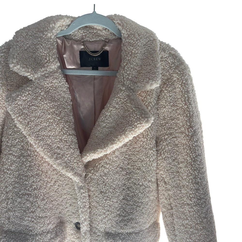 J.Crew Sherpa Teddy Coat | Beige Faux Fur Cozy Jacket | XL - Picture 4 of 8